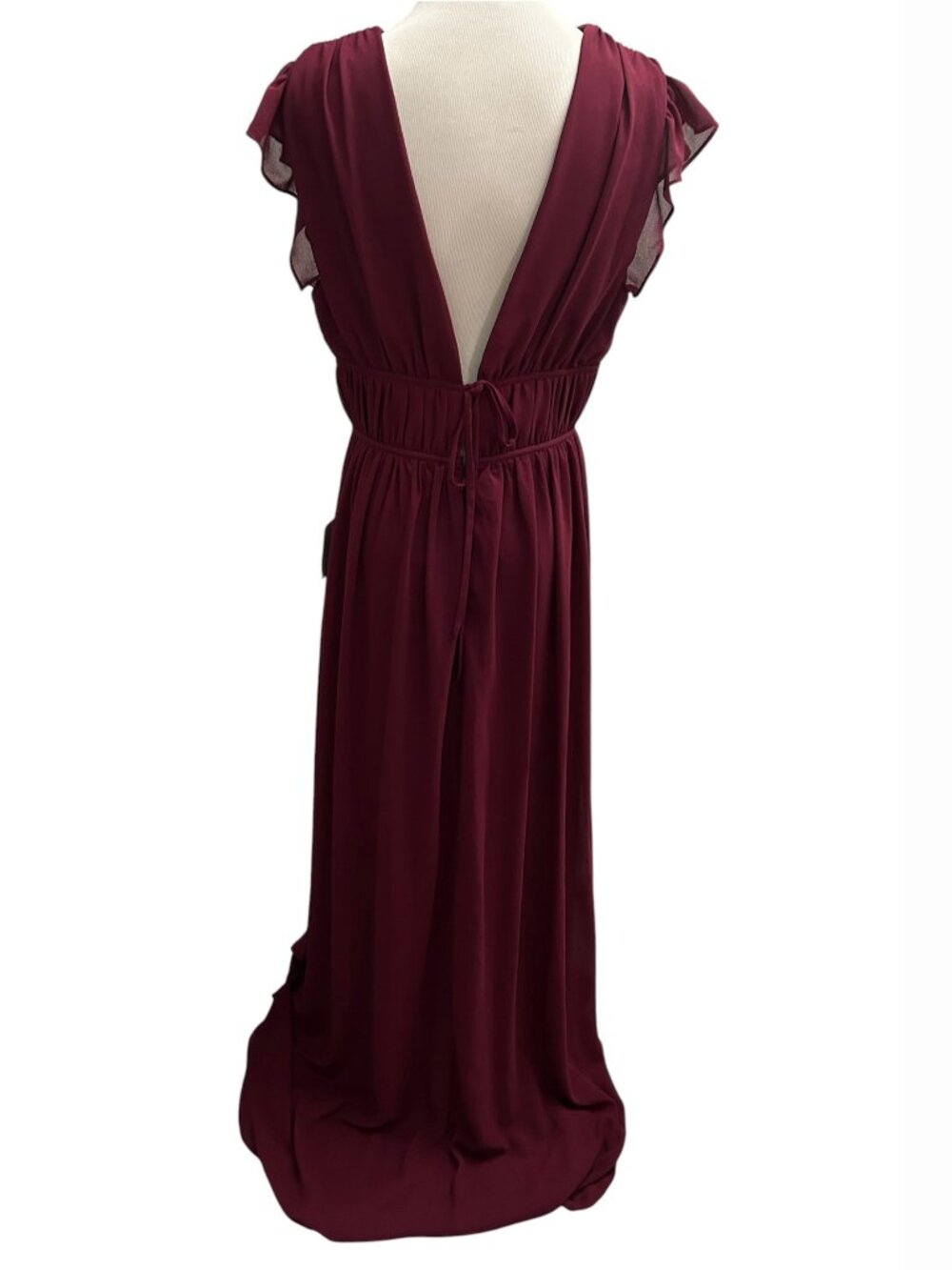 Lulus I'm All Yours Size L Large Burgundy Ruffled V-Neck Party Maxi Dress NWT - Picture 5 of 13